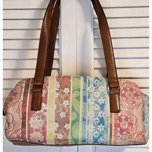 Y2K FOSSIL Rainbow Floral Paisley Shoulder Bag Womens Boho Coronado Vtg Purse